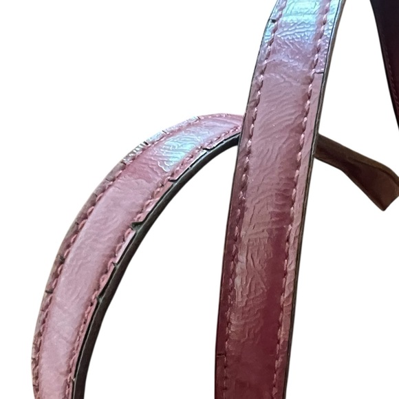 Coach Signature Stripe Khaki Brown Canvas Tote Bag Burgundy Leather Trim F28504 - Picture 9 of 11